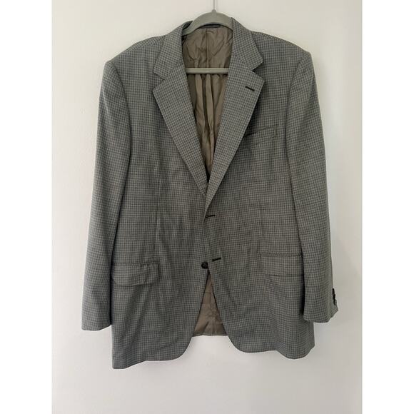Ermenegildo Zegna 100% wool gray and green plaid Blazer sports coat Jacket 56r - Picture 1 of 8